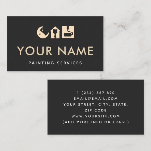 のブ絵を描ラシ絵を描ロラのドリップミニマリスト 名刺 (正面/裏面)