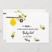 *~*のベビーの蜂の女の赤ちゃんのかわいいシャワーの招待状 招待状 (正面/裏面)