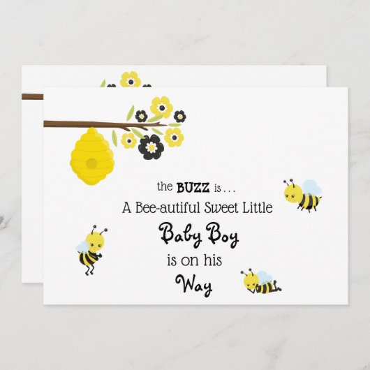 *~*のベビーの蜂の男の赤ちゃんのかわいいシャワーの招待状 招待状 (正面/裏面)