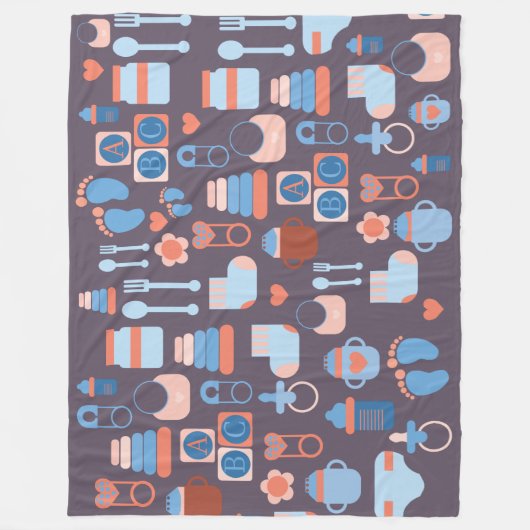 |のベビーパターンをくまなくかわいいABDL毛布| フリースブランケット (正面)