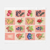 のベリー感じグッドストロベリーベリーモノグラム フリースブランケット (正面(横))