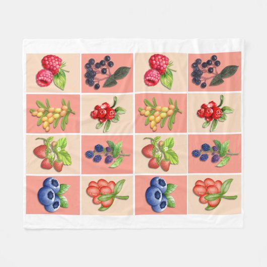 のベリ感じーの良いイチゴの果実の植物ママ フリースブランケット (正面(横))