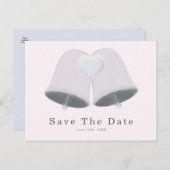 のベル結婚ズ&ハート婚約日付を保存 ポストカード (正面/裏面)