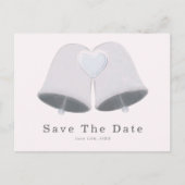 のベル結婚ズ&ハート婚約日付を保存 ポストカード (正面)