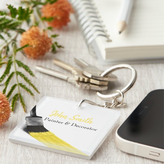 のペイ絵画ントサービス会社ブラシイエロー キーホルダー (正面右)