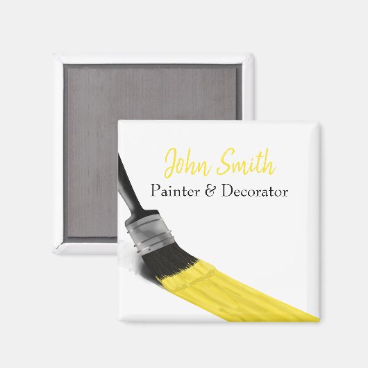 のペイ絵画ントサービス会社ブラシイエロー マグネット (正面/裏面)