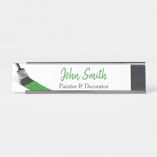 のペイ絵画ントサービス会社ブラシグリーン デスクネームプレート (正面)