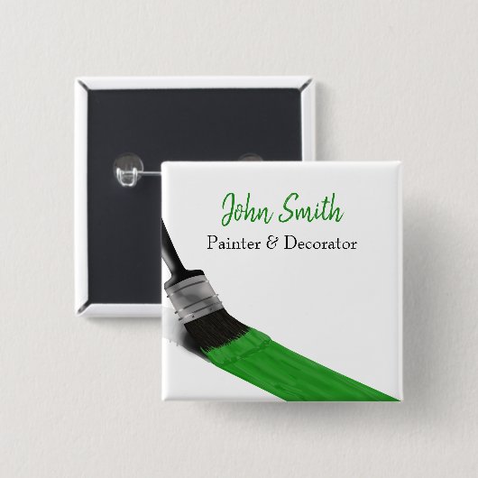 のペイ絵画ントサービス会社ブラシグリーン 缶バッジ (正面&裏面)