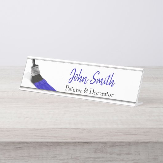 のペイ絵画ントサービス会社ブラシブルー デスクネームプレート (正面)