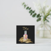 *~*のボトルの金ゴールドのグリッターはマニキュアの芸術をなでます スクエア名刺 (スタンド正面)