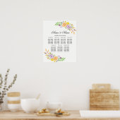 のポスタ結婚ーシート紫のフローラ花のサイン ポスター (キッチン)