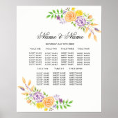 のポスタ結婚ーシート紫のフローラ花のサイン ポスター (正面)