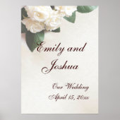 のポスタ結婚ーテンプレートソフトホワイトローズ ポスター (正面)