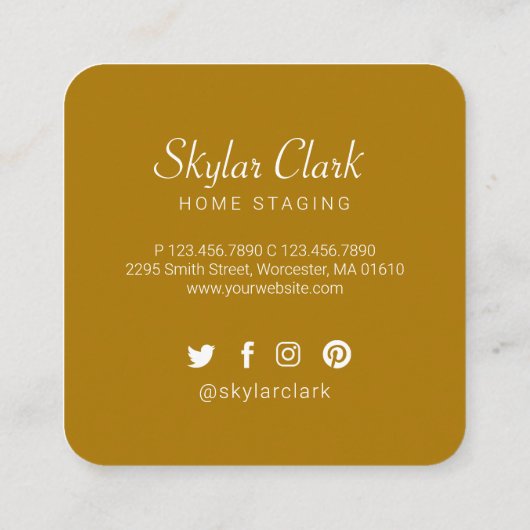 のポッテつるッドハウスプラントホームステージングマスタード スクエア名刺 (裏面)