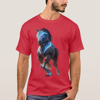 のポーズ走のデジタルアートフライエンの機械式馬 Tシャツ