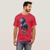 のポーズ走のデジタルアートフライエンの機械式馬 Tシャツ (正面フル)