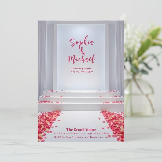 のマガ結婚ジンカバーバラ花びら 招待状 (スタンド正面)