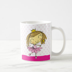 ♥のマグの♥のかわいいピンクのプリンセスのバレエの女の子 コーヒーマグカップ