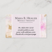 *~*のマッサージセラピストの粋でグランジな金ゴールドのピンク 名刺 (裏面)