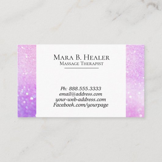 *~*のマッサージセラピストの粋なパステル調のグリッター 名刺 (裏面)