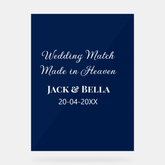 のマッチ結婚は天国結婚式の引き出物青で行われた アクリルサイン (正面)