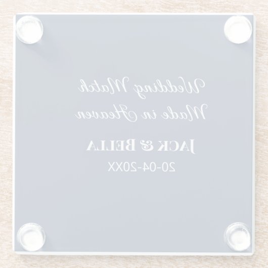 のマッチ結婚は天国結婚式の引き出物青で行われた ガラスコースター (裏面)