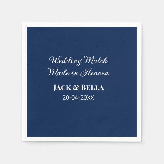 のマッチ結婚は天国結婚式の引き出物青で行われた スタンダードカクテルナプキン (正面)