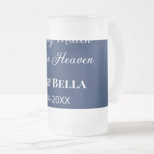 のマッチ結婚は天国結婚式の引き出物青で行われた フロストグラスビールジョッキ (正面右)