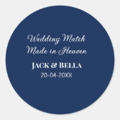 のマッチ結婚は天国結婚式の引き出物青で行われた ラウンドシール (正面)