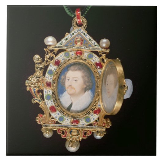 のミニチュアポートレートが付いているGresleyの宝石、 タイル (正面)