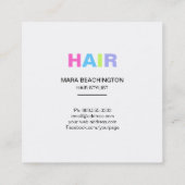 *~*のミニマルなはっきりしたな毛のパステルのはさみのシンプル スクエア名刺 (裏面)