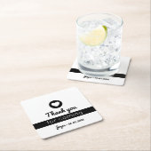 のミニマルな来白黒ハートに感謝 スクエアペーパーコースター (インサイチュ)