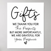 のミニマルブライダルシャワーに対するギフト結婚テーブルの署名 ポスター (正面)