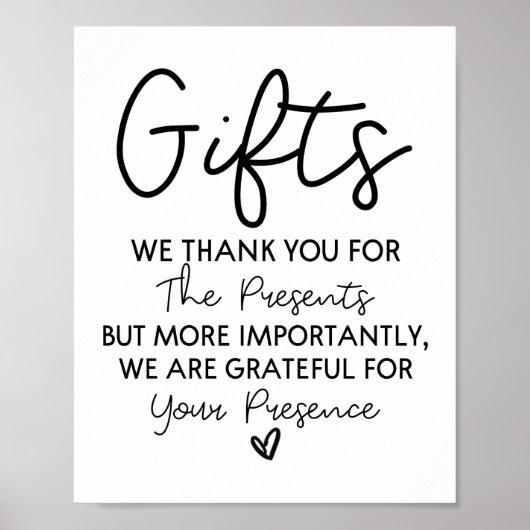 のミニマルブライダルシャワーに対するギフト結婚テーブルの署名 ポスター (正面)