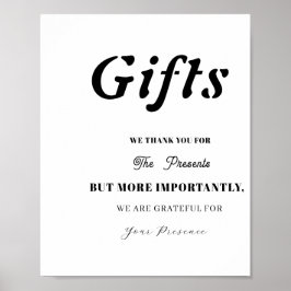 のミニマルブライダルシャワーに対するギフト結婚テーブルの署名 ポスター