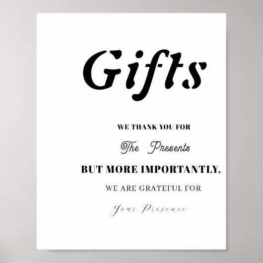 のミニマルブライダルシャワーに対するギフト結婚テーブルの署名 ポスター (正面)