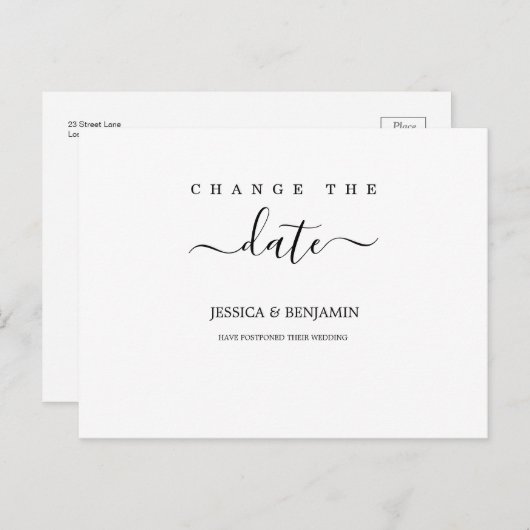 のミニマル延期結婚期日の変更 ポストカード (正面/裏面)