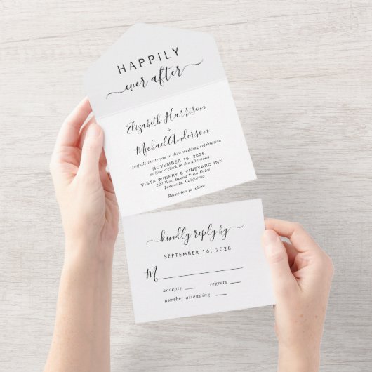 のミニマル後ずっと楽し結婚く オールインワン招待状 (貼ってはがせる)