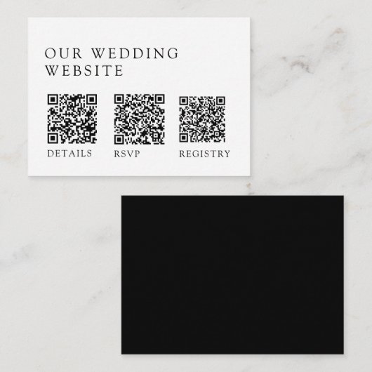 のミニマル結婚ギフト登録QRコードRSVP エンクロージャーカード (正面/裏面)