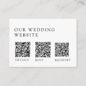 のミニマル結婚ギフト登録QRコードRSVP エンクロージャーカード (正面)