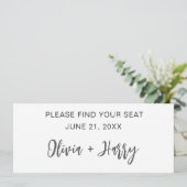 のミニマル結婚モダンテーブル席用ヘッダーカード 招待状 (スタンド正面)