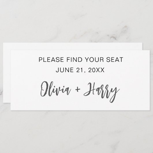 のミニマル結婚モダンテーブル席用ヘッダーカード 招待状 (正面/裏面)