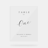 のミニマル黒エレガントいスクリプトのテーブル番号 アクリルサイン (正面)