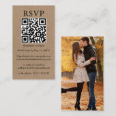 のミニマ結婚リストシンプルQR写真RSVP Kraft エンクロージャーカード (正面/裏面)