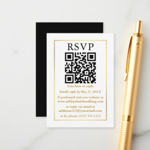 のミニマ結婚リストQR白黒金ゴールドRSVP エンクロージャーカード