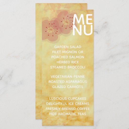 のメニュー結婚アジア影響を受けたイエローゴールド メニュー (正面/裏面)