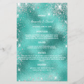 のメニュー結婚ティール（緑がかった色）シーグリーン金属グリッターダスト (正面)