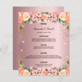 のメニュー結婚赤面ピンクフローラグリッターほこりっぽいバラ (正面/裏面)