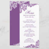 のメニュ結婚ーエレガントラベンダーパープルレースパターン メニュー (正面/裏面)