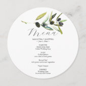のメニュ結婚ーカードウォーターカラーオリーブブランチ メニュー (正面)